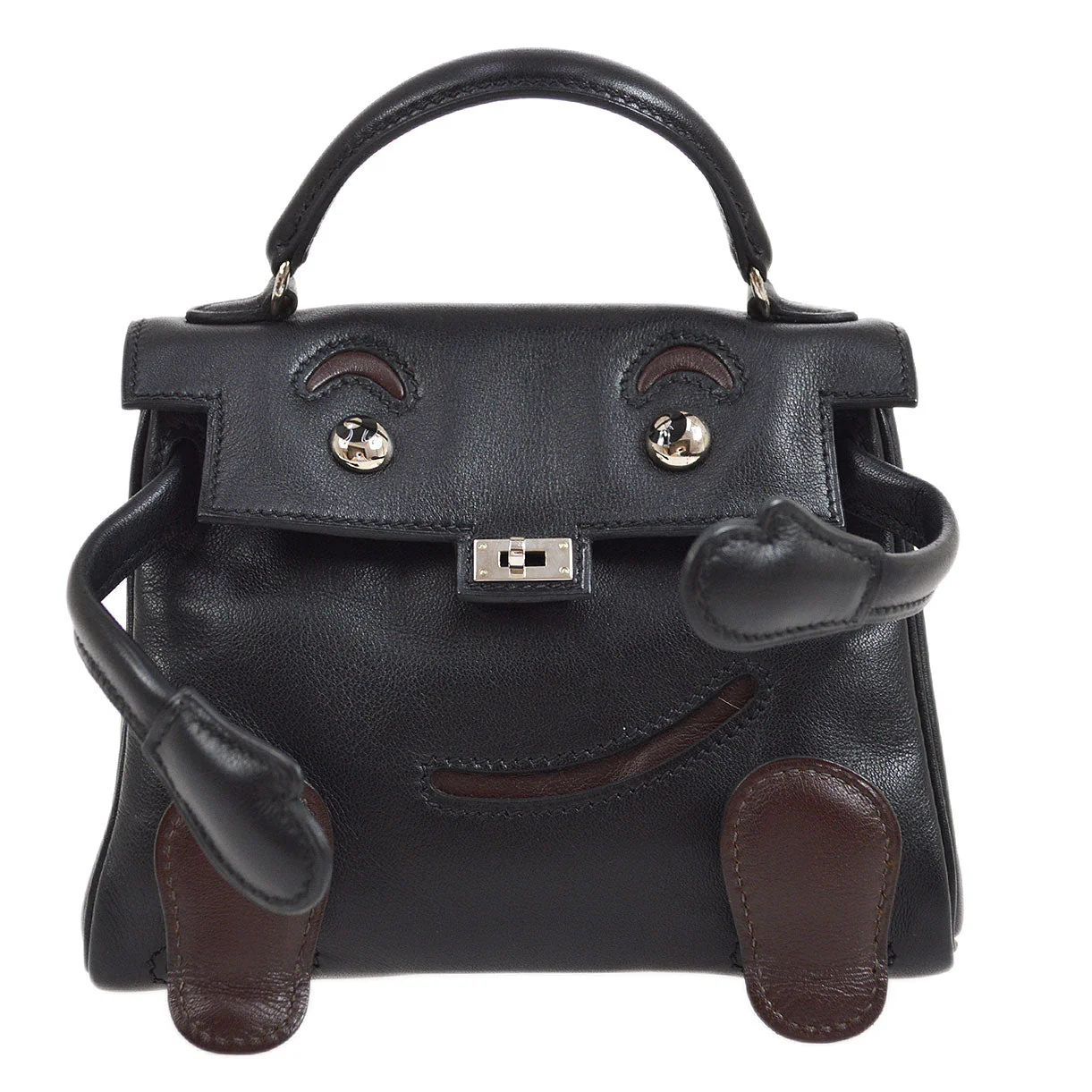 Hermes 2000 Black Veau Gulliver Mini Kelly Doll